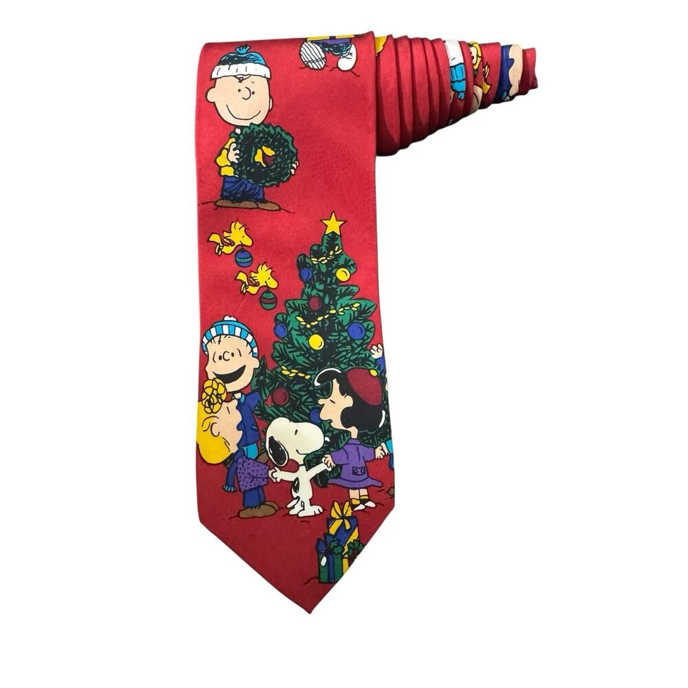 Peanuts Have A Cool Yule Christmas Snoopy Charlie Brown Vintage Necktie